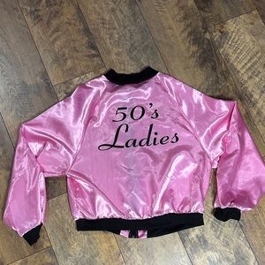 50’s Ladies Pink Satin Women's Jacket Halloween Grease, Size M